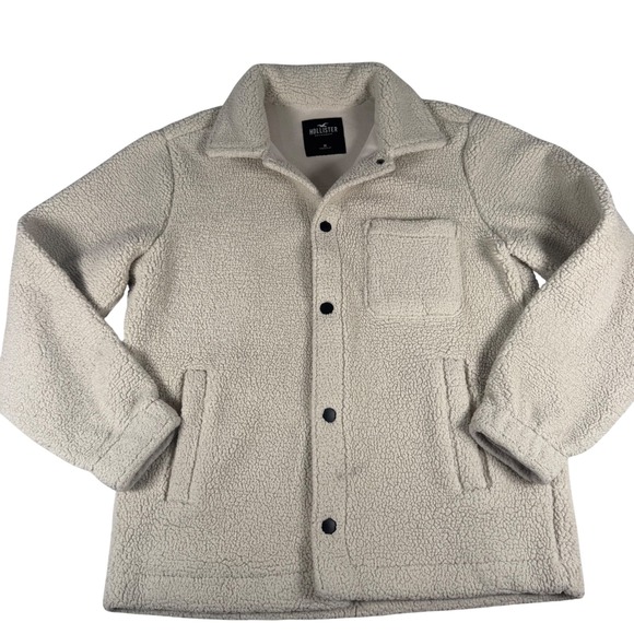 Hollister Other - Hollister Sherpa Fleece Teddy Shacket Ivory Button Front Men M Preppy Y2K School